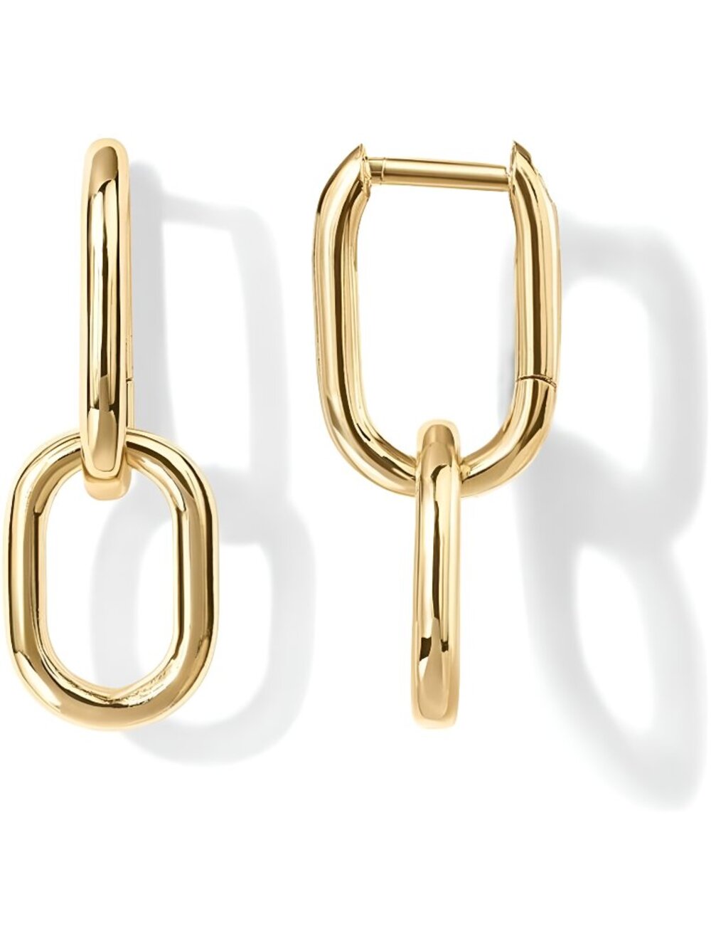 14K Gold Convertible Link Huggie Earrings for Women | Paperclip Link